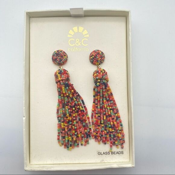 C&C California Glass Beaded Dangle earrings NWT‎ - Picture 2 of 5